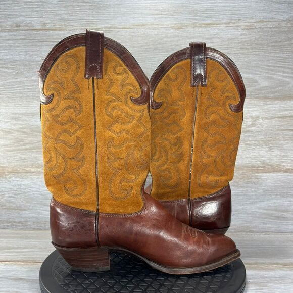 J.Chisholm Women's USA Brown Leather Suede Pointed Toe Western Boots Size 7.5 M - Picture 11 of 14